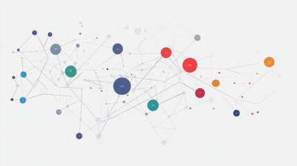 Abstract Network Connection with Colorful Nodes and Lines Design