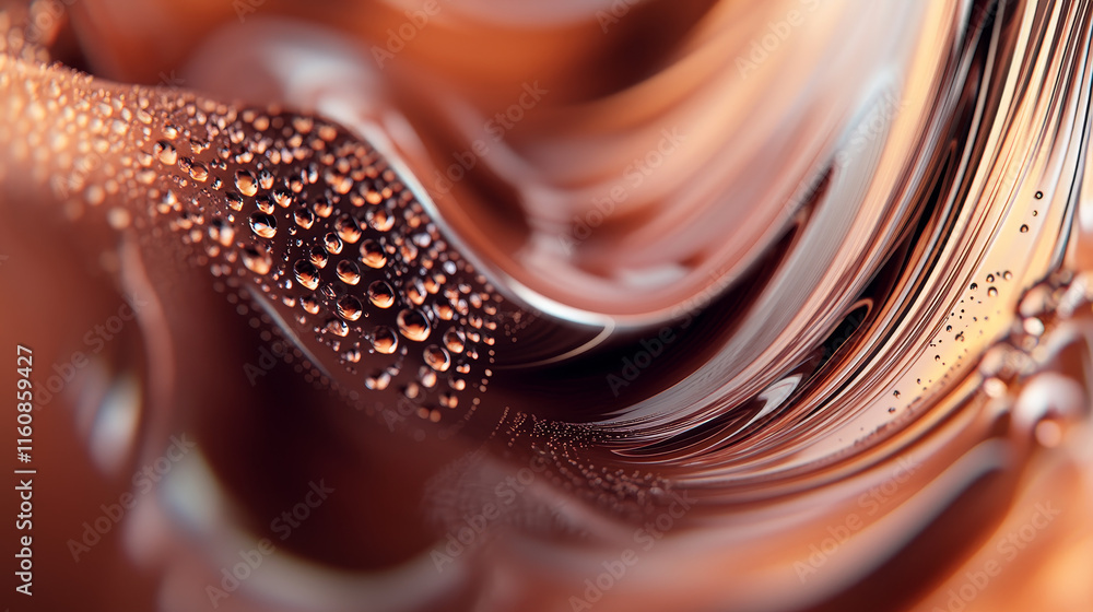 Poster chocolate and cocoa milk wave splashes, isolated dessert swirl drink or flow stream with splatters. 