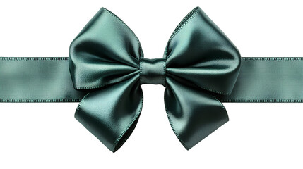 Elegant teal satin ribbon bow png isolated on transparent background