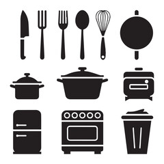 Illustration of a cooking utensil bundle set