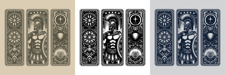 bold and intricate spartan tattoo card design