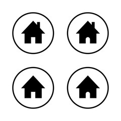 House, homepage icon set on circle line. Home page sign symbol