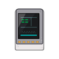 electrodes ekg monitor cartoon. waveform diagnosis, healthcare telemetry, portable device electrodes ekg monitor sign. isolated symbol vector illustration