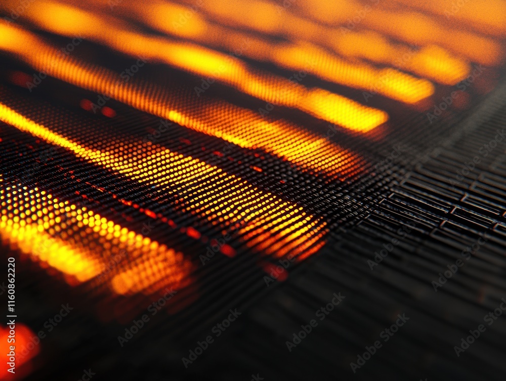 Poster abstract pattern of orange and black segments with linear textures