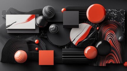 Obraz premium Artistic 3D Mockup with Fluid Shapes and Bold Color Contrast