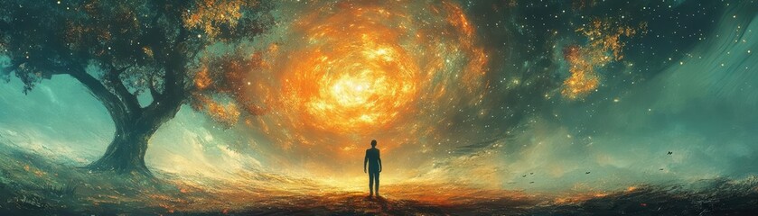 Obraz premium Visualize the infinite possibility of lifes purpose unfolding, nourishing your soul