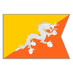 Bhutan flag vector design and illustration , National flag country with original color, Pennon flag