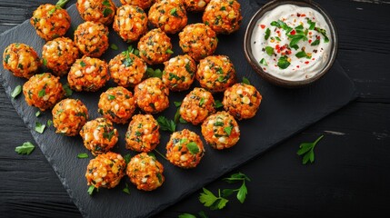 Delicious Healthy Vegetable Balls with Creamy Dipping Sauce
