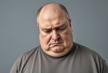 Obraz premium Portrait of an obese man with a gloomy expression