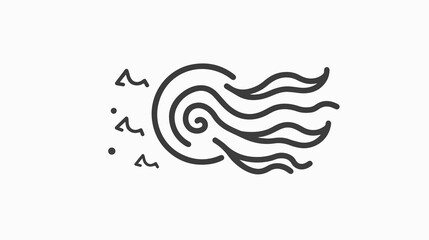 Wind Energy Icon Blowing in the Wind Outline Vector Illustration