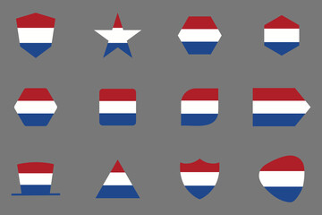 Flag of Netherlands Set, Original and simple Netherlands flag Bundle, vector illustration of Netherlands flag Collection
