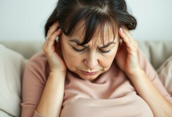 Portrait of a sad, overweight woman