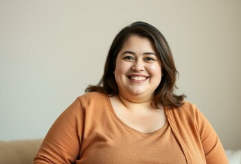 Fototapeta premium Portrait of a happy, overweighted female with a warm smile