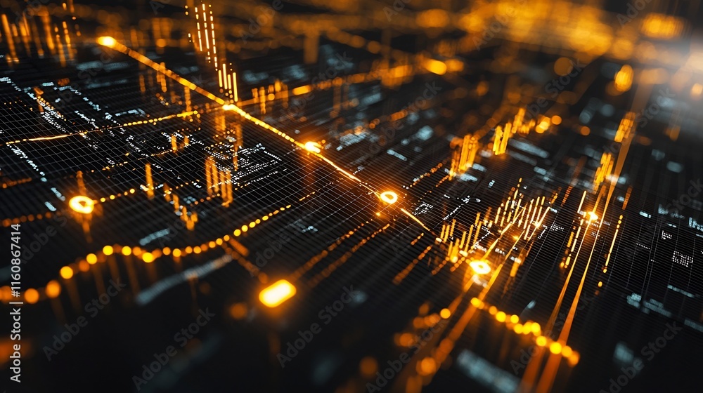 Poster illuminating financial insights a visually captivating 3d rendering showcasing the intricate connect