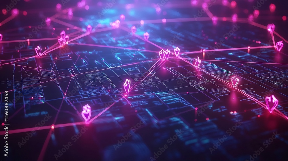 Poster futuristic 3d financial charts and graphs intersecting with dynamic glowing partnership symbols repr