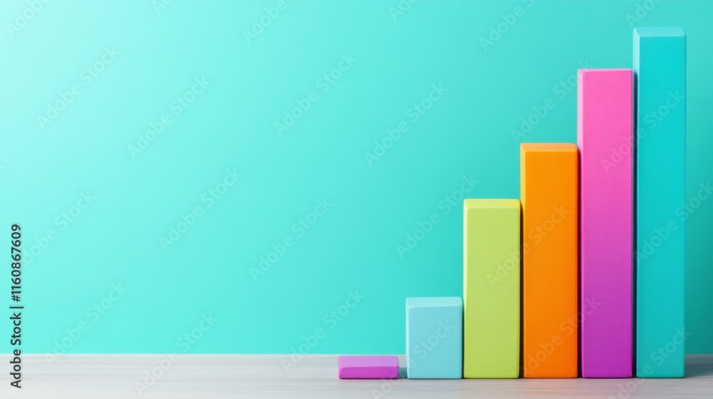 Poster colorful bar graph displaying growth on a vibrant background