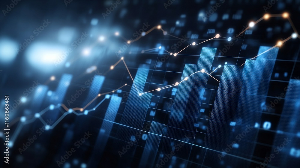 Poster abstract financial data visualization with graphs and charts