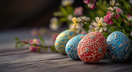 Intricately Decorated Easter Eggs with Flowers