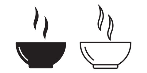 Soup bowl meal vector icon set. Bowl vector icon. Vector icon illustration of a bowl. Flat style bowl icon. EPS 10