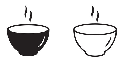 Soup bowl meal vector icon set. Bowl vector icon. Vector icon illustration of a bowl. Flat style bowl icon. EPS 10