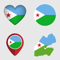 Djibouti Flag Icons Pack. Vector illustration.