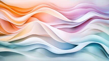 Obraz premium Abstract Geometric Wave Pattern in Soft Tones and Fluid Motion