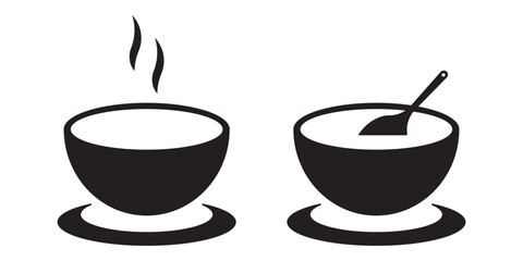 Bowl icon vector soup sign dish vector healthy food. Bowl icon. Black bowl icon isolated on white background.