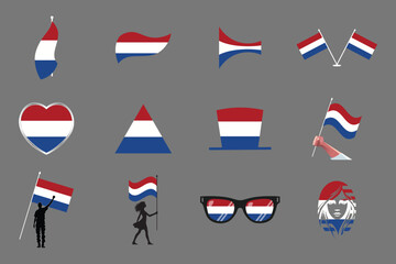 Flag of Netherlands Set, Original and simple Netherlands flag Bundle, vector illustration of Netherlands flag Collection
