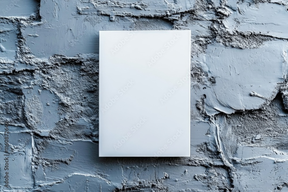 Poster blank canvas mounted on textured gray wall creating a minimalist artistic backdrop for creative expr