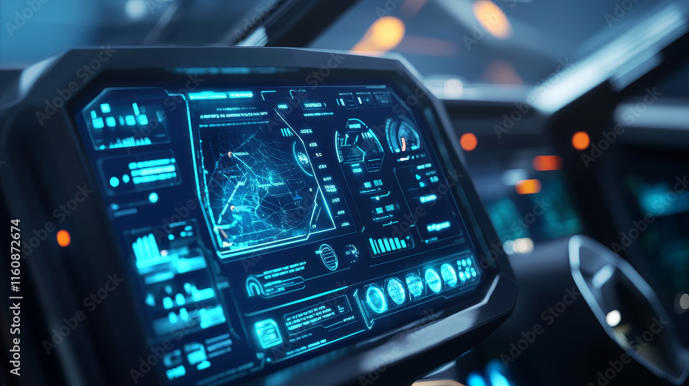 Poster hud spaceship or shuttle aircraft digital screen interface, vector ui or gui of sci fi space game. h