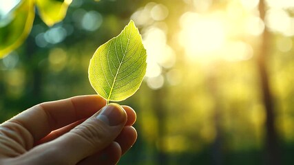 Green Leaf CO2 Symbol in Hand Representing Sustainability Practices