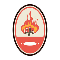 embroidery retro bonfire badge cartoon. heritage rustic, insignia throwback, wilderness tradition embroidery retro bonfire badge sign. isolated symbol vector illustration