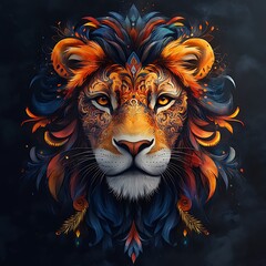 Colorful Abstract Lion Artwork Highlighting Vibrant Colors in Stunning Photo