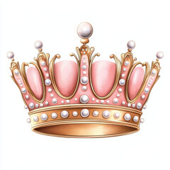 Elegant pastel pink crown adorned with pearl embellishments, perfect for royal themes