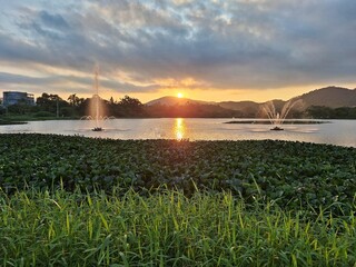sunset over the river