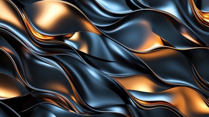 Polished 3D Design with Metallic Textures and Reflective Surfaces