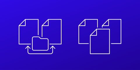 documents and file folder icons, line vector