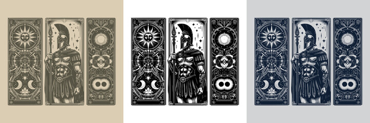 intricate spartan playing card tattoo design