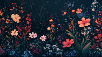 floral scenery, vibrant flowers, blooming garden, colorful petals, natural beauty, peaceful landscape, floral paradise