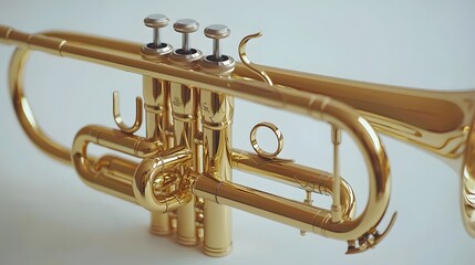 A Polished Gold Trumpet Instrument Displayed