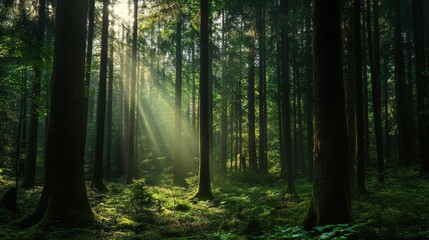 Fototapeta premium forest adventure, nature exploration, wooded trail, wildlife encounters, outdoor journey, lush greenery