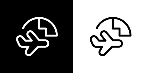 Obraz premium Airplane Icon. Flight. Company. Business. Black logo. Draw lines. Silhouette