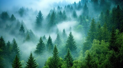 Fototapeta premium Serene Misty Forest Landscape
