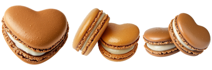 Delicious heart shaped cho te macarons with rich brown color