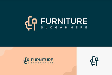 Fototapeta premium Sofa furniture minimalist flat logo template vector illustration design