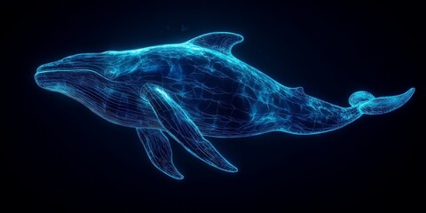 Neon Whale Outline Against Dark Backdrop