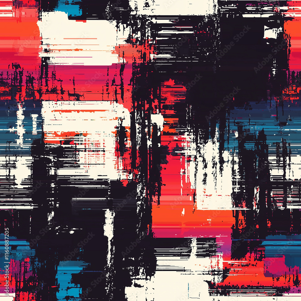 Aufkleber abstract colorful brush strokes create a vibrant pattern with dynamic contrasts and textures.