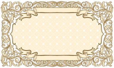 Drawn decorative ornate retro floral blank scroll template