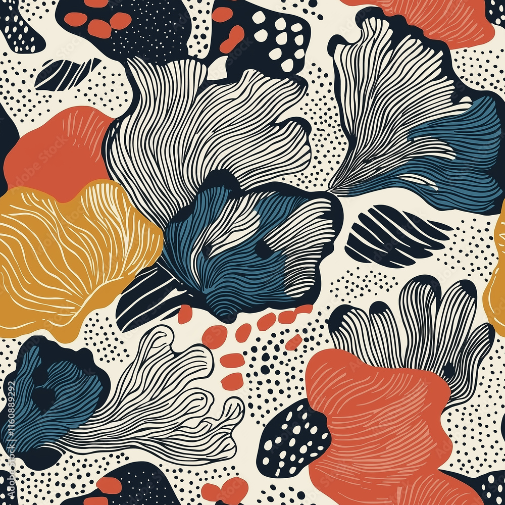 Poster trending modern seamless pattern design featuring abstract shapes and colors art studio digital artw