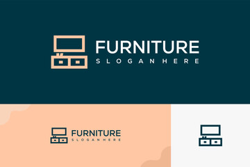 Furniture minimalist flat logo template vector illustration design